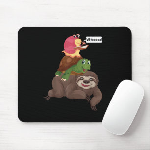 Tapis De Souris Équipe de Tortue Escargot de la Paresse en Remorqu