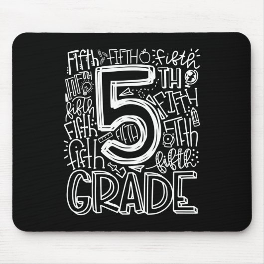Tapis De Souris Équipe de typographie de 5e année Enseignant de ci (Devant)