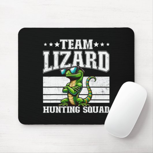 Tapis De Souris Équipe Lizard Hunter Squad Funny Retro Gecko Lizar (Avec souris)