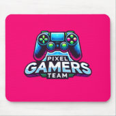Tapis De Souris Équipe Pixel Gamers - Effet Neon Glitch (Devant)