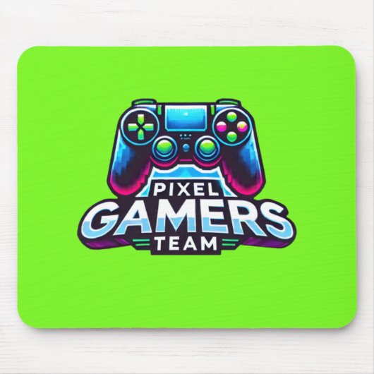 Tapis De Souris Équipe Pixel Gamers - Neon Green Glitch (Devant)