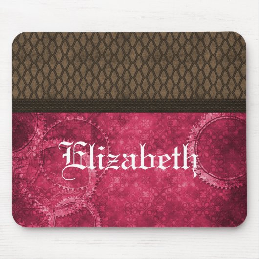 Tapis De Souris Équipement en métal Steampunk Mousepad, rose (Devant)