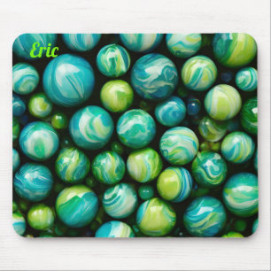 Tapis De Souris ERIC ~ Zany Nuances de Vert et de Bleu ~ Marbres ~