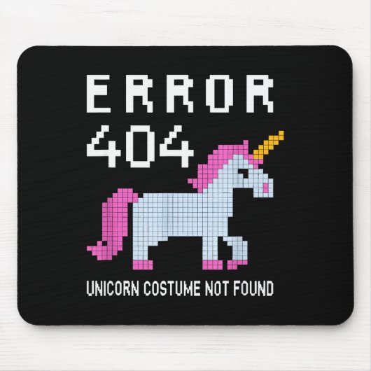 Tapis De Souris Error 404 Unicorn Costume Found Halloween Programm (Devant)