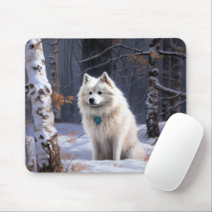 Tapis De Souris Eskimo Américain Noël sous la neige