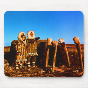 Tapis De Souris Eskimo Esquimau revêtu de fourrure d'Alaska igloo