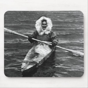 Tapis De Souris Eskimo Vintage USA Alaska et son kayak 1970 iPad