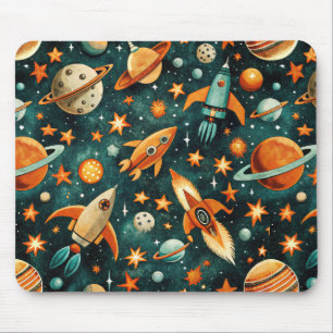 Tapis De Souris Espace atomique de milieu de siècle Orange sarcell