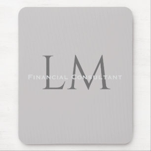 Tapis De Souris Espace de Travail Accent Moderne Taupe Gris Monogr