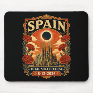 Tapis De Souris Espagne Éclipse Totale de Soleil 2026 Barcelone Sa