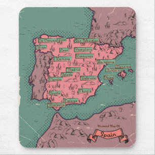 Tapis De Souris Espagne Vintage vieille carte