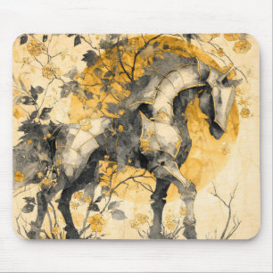 Tapis De Souris Esprit Botanique Vintage Cheval Blanc Fleurs Vigne