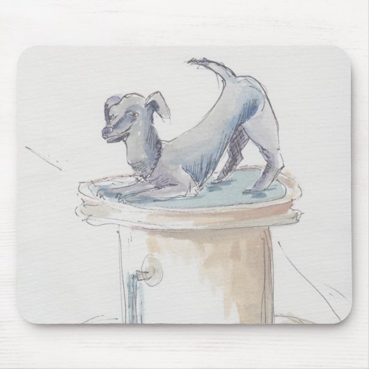 Tapis De Souris Esquisse d'aquarelle Mousepad "Fontaine de chien L (Devant)