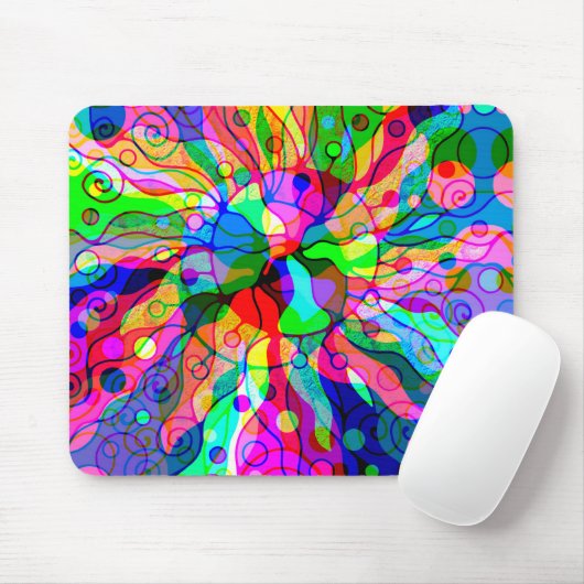 Tapis De Souris Esquisse Imaginaire Art - Neon Abstrait Maj 1 (Avec souris)