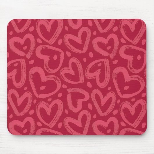 Tapis de souris esthétique à coeurs roses (Devant)