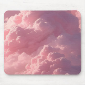 Tapis de souris esthétique aux nuages roses rêveur