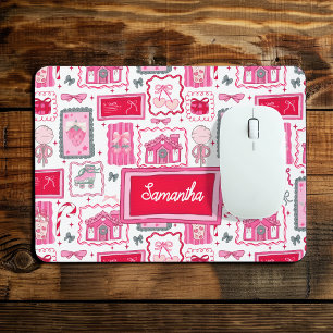 Tapis De Souris esthétique coquette rose motif girly fantaisiste
