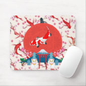 Tapis De Souris Étang de carpes koï (Avec souris)