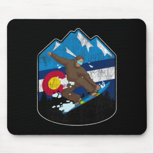 Tapis De Souris Etat du Colorado Drapeau Snowboard Cadeau Bigfoot