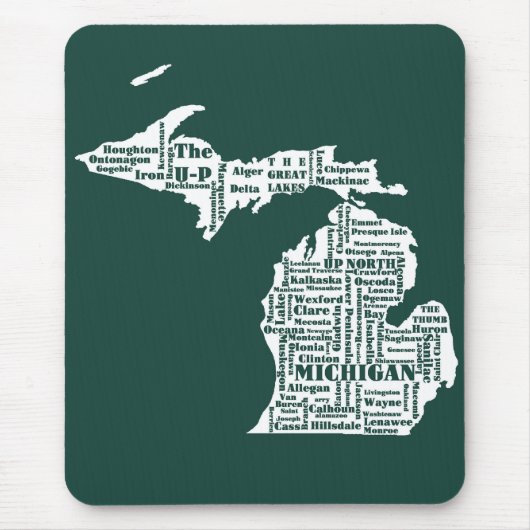 Tapis De Souris État vert des villes du Michigan (Devant)