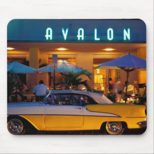 Tapis De Souris États-Unis, Floride, Miami, South Beach la nuit.
