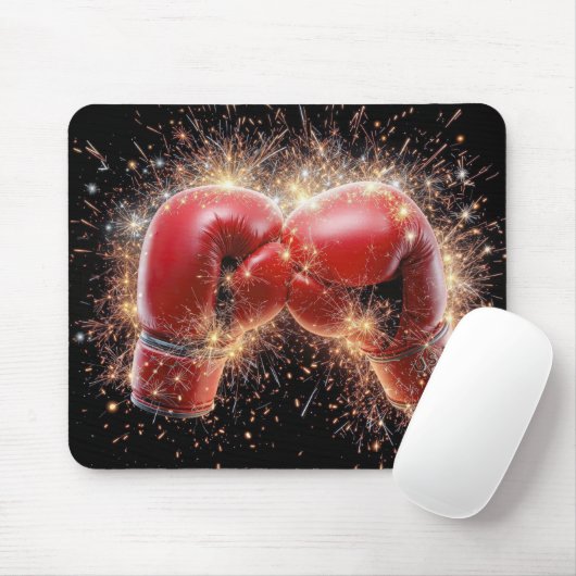 Tapis De Souris États-Unis Gants De Boxe Rouge En Feu D'Oeuvre (Avec souris)