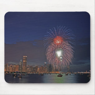 Tapis De Souris États-Unis, Illinois, Chicago, feux d'artifice du