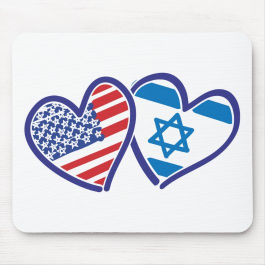 Tapis De Souris États-Unis Israël Coeur Drapeau (Devant)