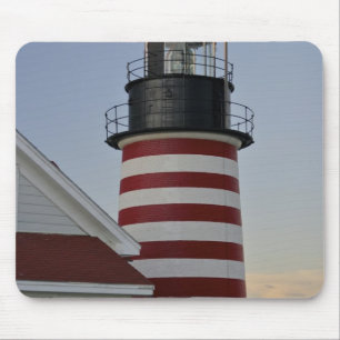 Tapis De Souris États-Unis, Maine, Lubec. Phare de West Quoddy Hea
