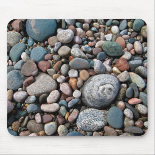Tapis De Souris États-Unis, Michigan. Galets polis sur le rivage
