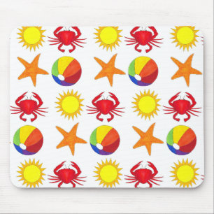 Tapis De Souris Été Amusement Crab Beach Ball Sunshine Starfish