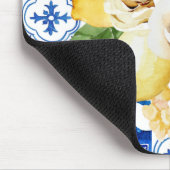 Tapis De Souris Eté Carrelage de citron et de fleurs méditerranéen (Coin)