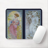 Tapis De Souris "Été et hiver " d'Alphonse Mucha (Avec souris)
