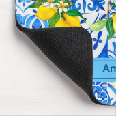 Tapis De Souris Eté majolica bleu Sicilienne agrumes méditerranéen (Coin)