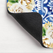 Tapis De Souris Été Méditerrannée citron et fleurs imprimés (Coin)