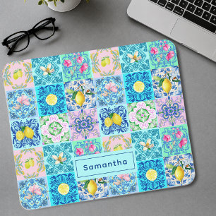 Tapis De Souris Été Sicilien turquoise coloré azulejo Amalfi