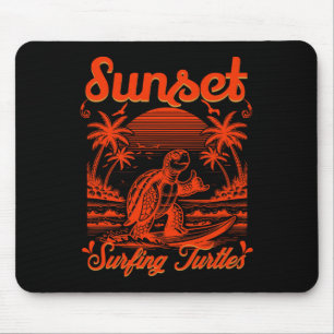 Tapis De Souris Été - Tortues de surf au coucher du soleil