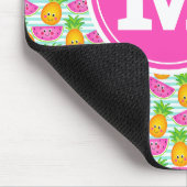 Tapis De Souris Été Tropical Ananas & Pastèque Monogramme (Coin)