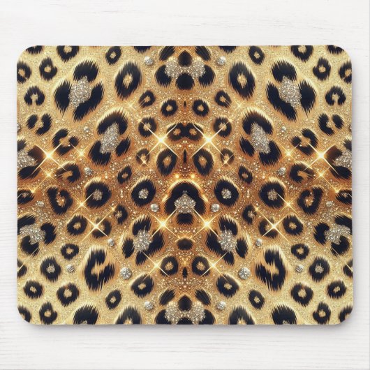 Tapis De Souris Étincelle Glam Or Léopard Noir Cheetah Imprimer (Devant)