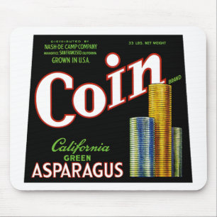 Tapis De Souris Étiquette d'asperges de Californie