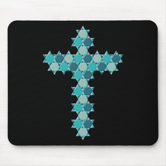 Tapis De Souris Étoile de David Star Cross Blue Illusion optique (Devant)