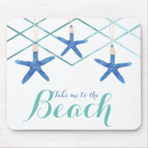 Tapis De Souris Étoile de mer & Lignes Modernes Élégante Plage Per