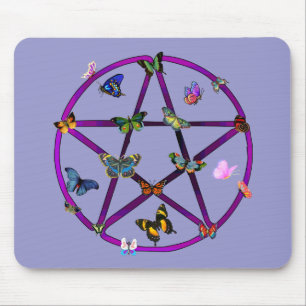 Tapis De Souris Étoile et papillons de Wiccan