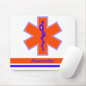 Tapis De Souris Étoile orange et bleue d'ambulance faite sur (Avec souris)
