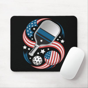 Tapis De Souris Étoile Patriotique Rayures Drapeau USA Pickleball