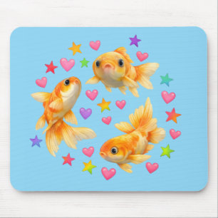 Tapis De Souris étoiles arc-en-ciel kawaii mignon poisson rouge an