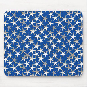 Tapis De Souris Étoiles argentées sur fond bleu de cobalt