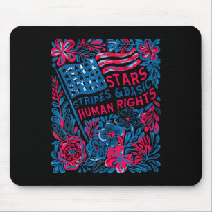 Tapis De Souris Étoiles Bandes Droits de l'Homme 4 Juillet Floral