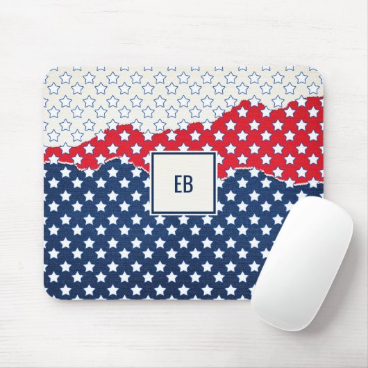 Tapis De Souris Étoiles blanches monogrammes (Avec souris)