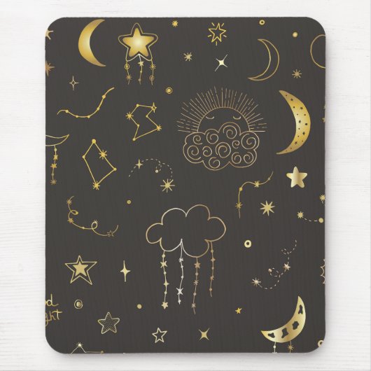 Tapis De Souris Étoiles Célestes, Lune et Constellations (Devant)